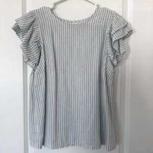 Ruffle Sleeve Linen Top